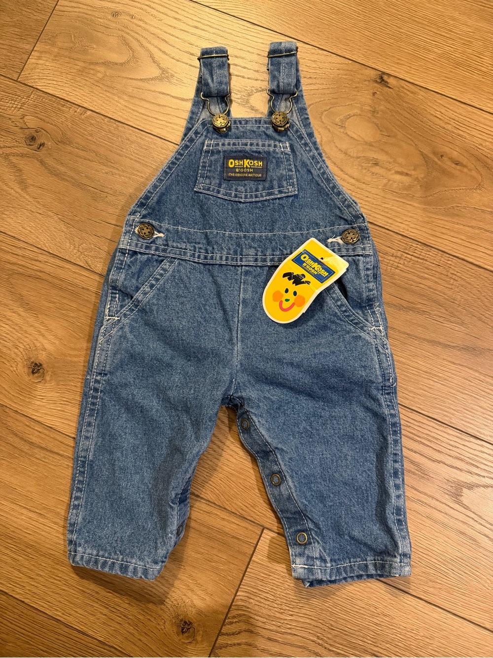 OshKosh B'gosh Blue Denim Baby Overalls with Logo Patch